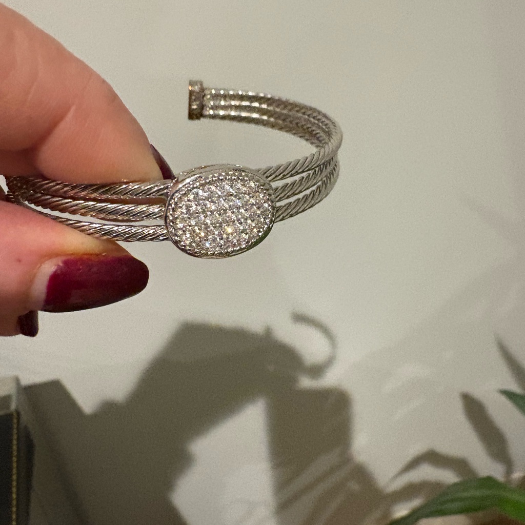Sophisticated Silver Stainless Steel Bracelet With Cubic Zirconias